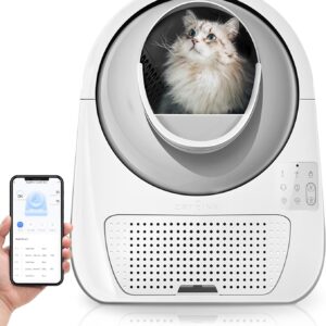 CATLINK Self Cleaning Automatic Litter Box for Cats 3.3~22lbs-APP Control,Double Odor Removal-Extra Large with 40 Liners&1 Carbon Filter Box Included -Smart Robot Cat Litter Box (New Version)