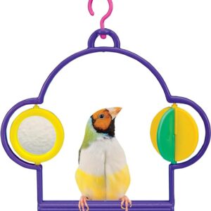 PENN-PLAX Bird Swing with Mirror and Spinner Toy – Attaches to Wire Birdcages – Great for Parakeets, Finches, and Other Small Birds – Multicolor