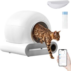 Self-Cleaning Cat Litter Box, Litter Box with Infrared Detector and Weight Sensors, Automatic Cat Litter Box with Odor Removal, 65L+9L Large Capacity,Self Cleaning Litter Box for Multiple Cats